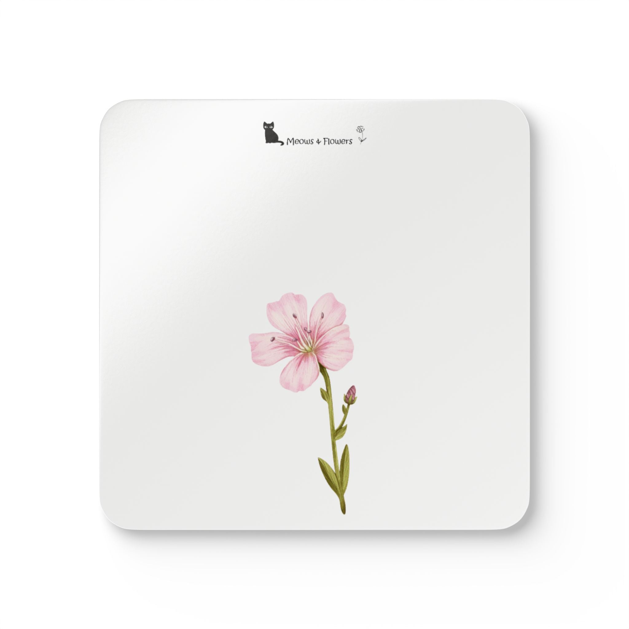 Corkwood Coaster Set (Pink Flower)
