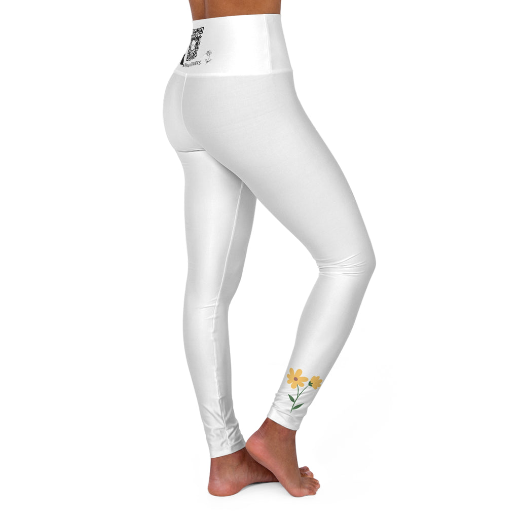 High Waisted Yoga Leggings (M&F Yellow Flower)