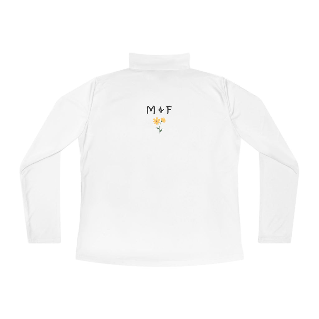 Ladies Quarter-Zip Pullover (Yellow Flower)